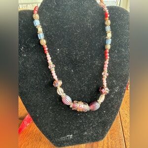 Venetian glass Italy, colorful beaded necklace